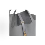 HERMES Picotin Lock 18 Gold Buckle Basket Bucket Bag Handbag 18 Women P0 Gris Pantin Puppet Grey